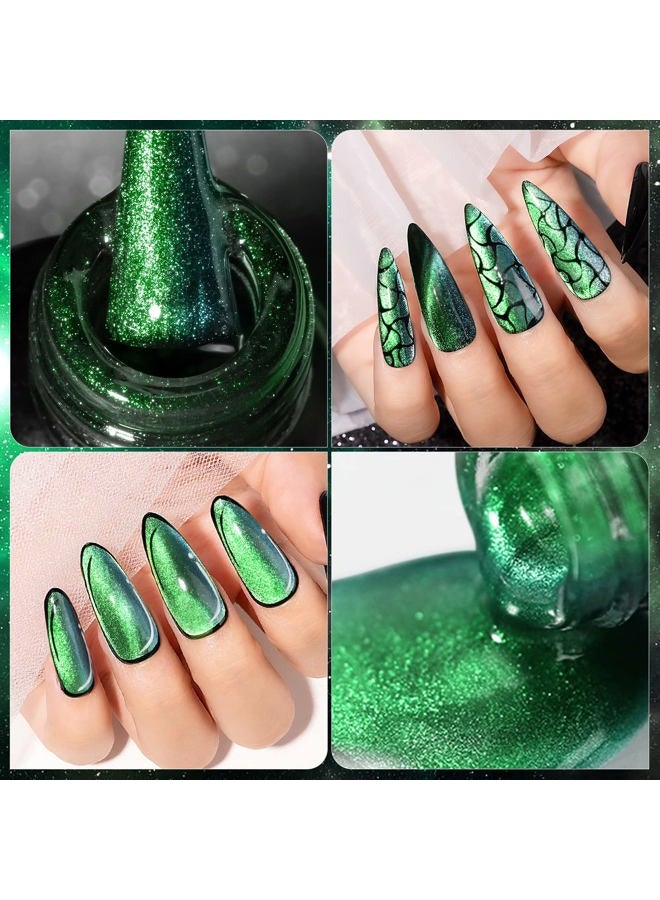 SUPWEE Universal Rainbow Cat Eye Gel Polish Holographic 9D Cat Eye Nail Polish Sparkle Nail Gel Polish with Magnetic Stick Varnish Nail Art Nail Salon Manicure 1 Bottle 10ML(0.33fl.oz) - Image 4