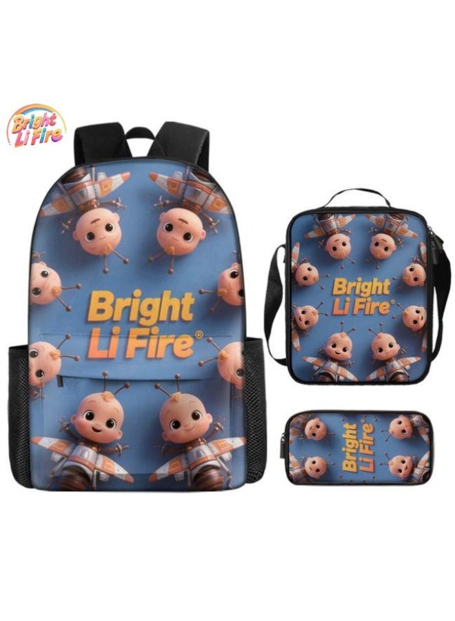 واضح من النار مجموعة من ثلاث قطع من حقائب الرسوم المتحركة، تتعامل بسهولة مع المناسبات المختلفة (الطلاب والأطفال ونزهات الأصدقاء وتسلق الجبال والدراسة وما إلى ذلك) | حقيبة ظهر + حقيبة محمولة باليد + حقيبة قرطاسية | هدايا الموسم المدرسي / العطلات - 80 - Image 1