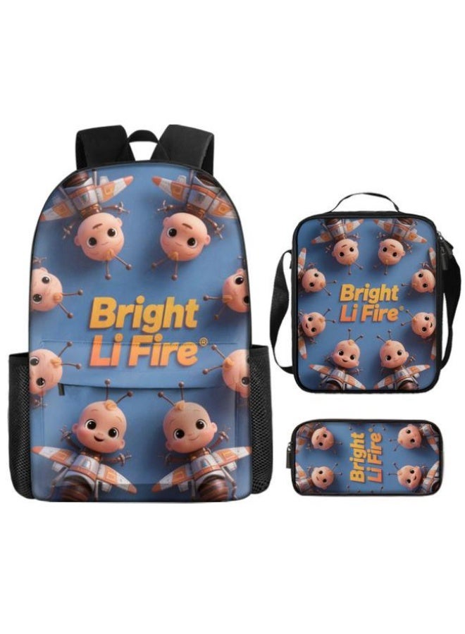 واضح من النار مجموعة من ثلاث قطع من حقائب الرسوم المتحركة، تتعامل بسهولة مع المناسبات المختلفة (الطلاب والأطفال ونزهات الأصدقاء وتسلق الجبال والدراسة وما إلى ذلك) | حقيبة ظهر + حقيبة محمولة باليد + حقيبة قرطاسية | هدايا الموسم المدرسي / العطلات - 80 - Image 2