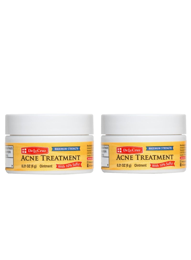 دي لا كروز مرهم علاج حب الشباب مع 10٪ كبريت قوة قصوى 0.21 أونصة 6 جم قطعتين