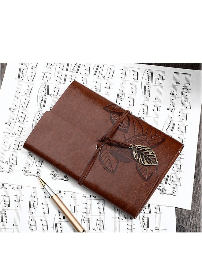 Vintage Leather Notebook, Blank Writing Journal Notebook, Classic Maple Leaf Vintage Spiral Bound Notebook, Travel Journals Art Sketchbook (A6) - Image 5