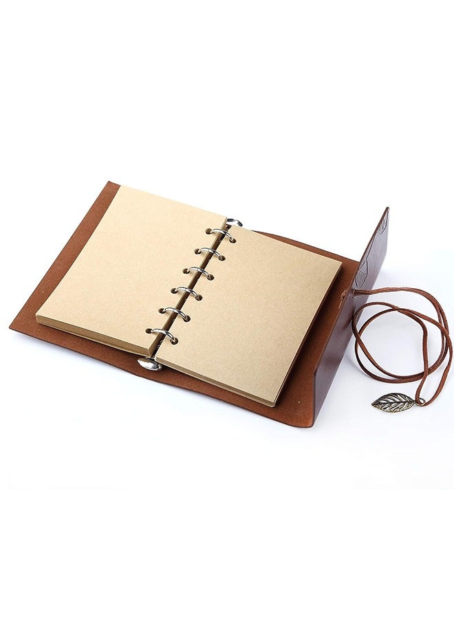 Vintage Leather Notebook, Blank Writing Journal Notebook, Classic Maple Leaf Vintage Spiral Bound Notebook, Travel Journals Art Sketchbook (A6) - Image 3