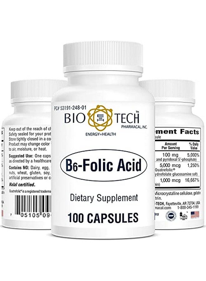 Bio-Tech Pharmacal B6-Folic Acid, 100 Capsules - All-Natural Supplement - Supports Cardiovascular, Bone, & Nervous System Health - No Dairy, Fish, Gluten, Peanut, Shellfish, Halal, & Soy - No - Image 5