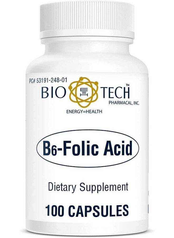 Bio-Tech Pharmacal B6-Folic Acid, 100 Capsules - All-Natural Supplement - Supports Cardiovascular, Bone, & Nervous System Health - No Dairy, Fish, Gluten, Peanut, Shellfish, Halal, & Soy - No - Image 2