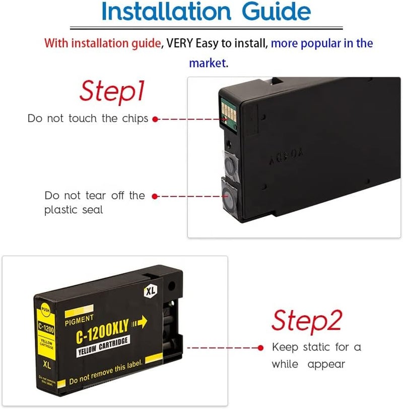 NexNova Ink Cartridge Compatible For Canon Pgi-1400Xl Set High Yield (4-Pack Black Cyan Magenta Yellow) Pgi 1400 Xl Guaranteed Compatibility With Maxify Mb2140 Mb2340 Mb2740 Mb2040 - Image 4