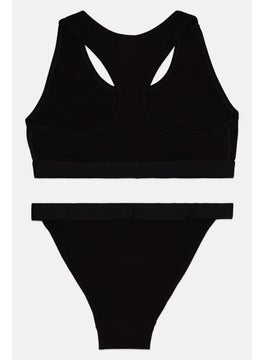 French Connection Women 2 Pieces Brand Logo Crop Top And Tanga Panty, Black  - Image 2