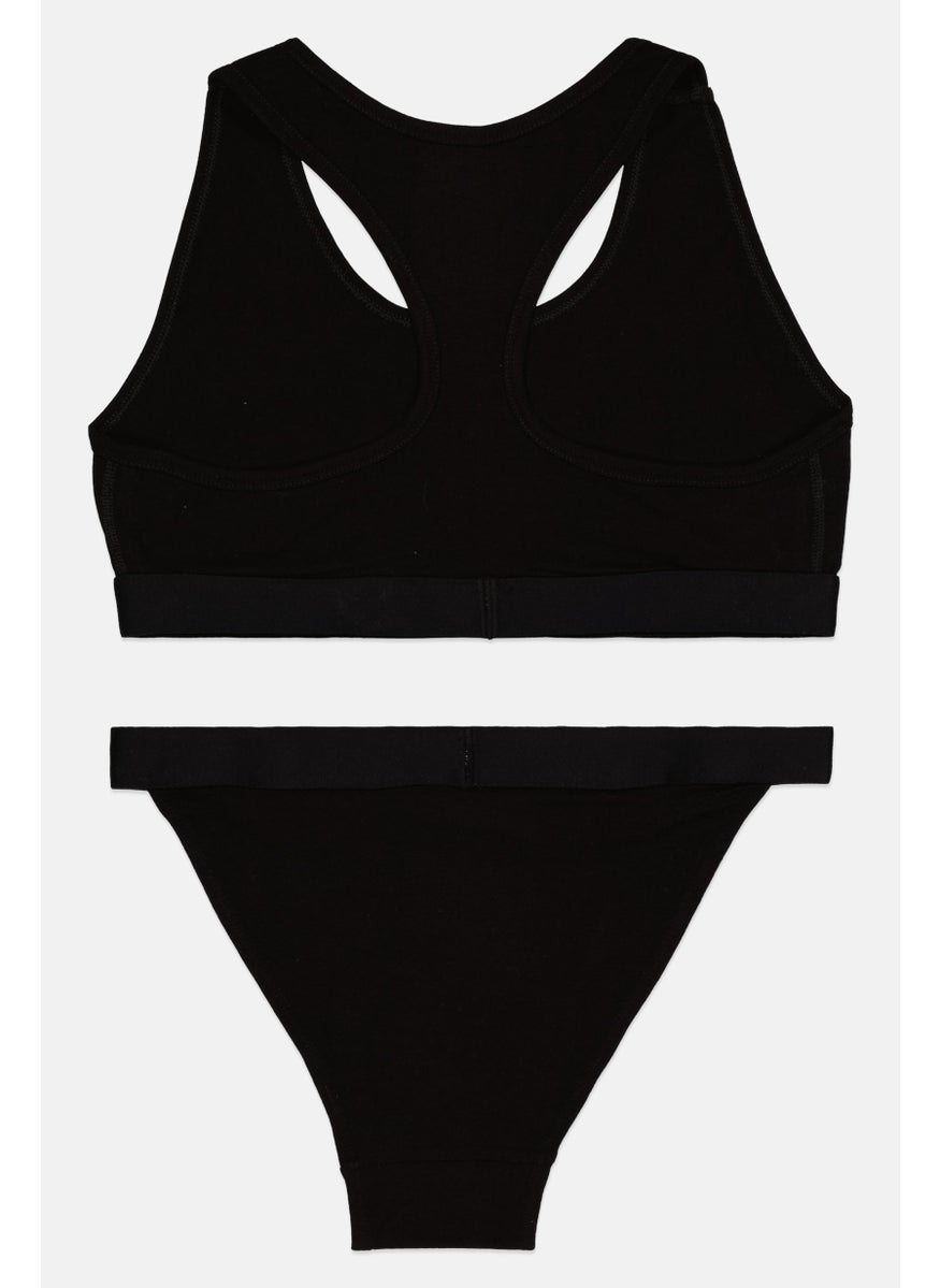 French Connection - Women 2 Pieces Brand Logo Crop Top And Tanga Panty, Black - Image 1
