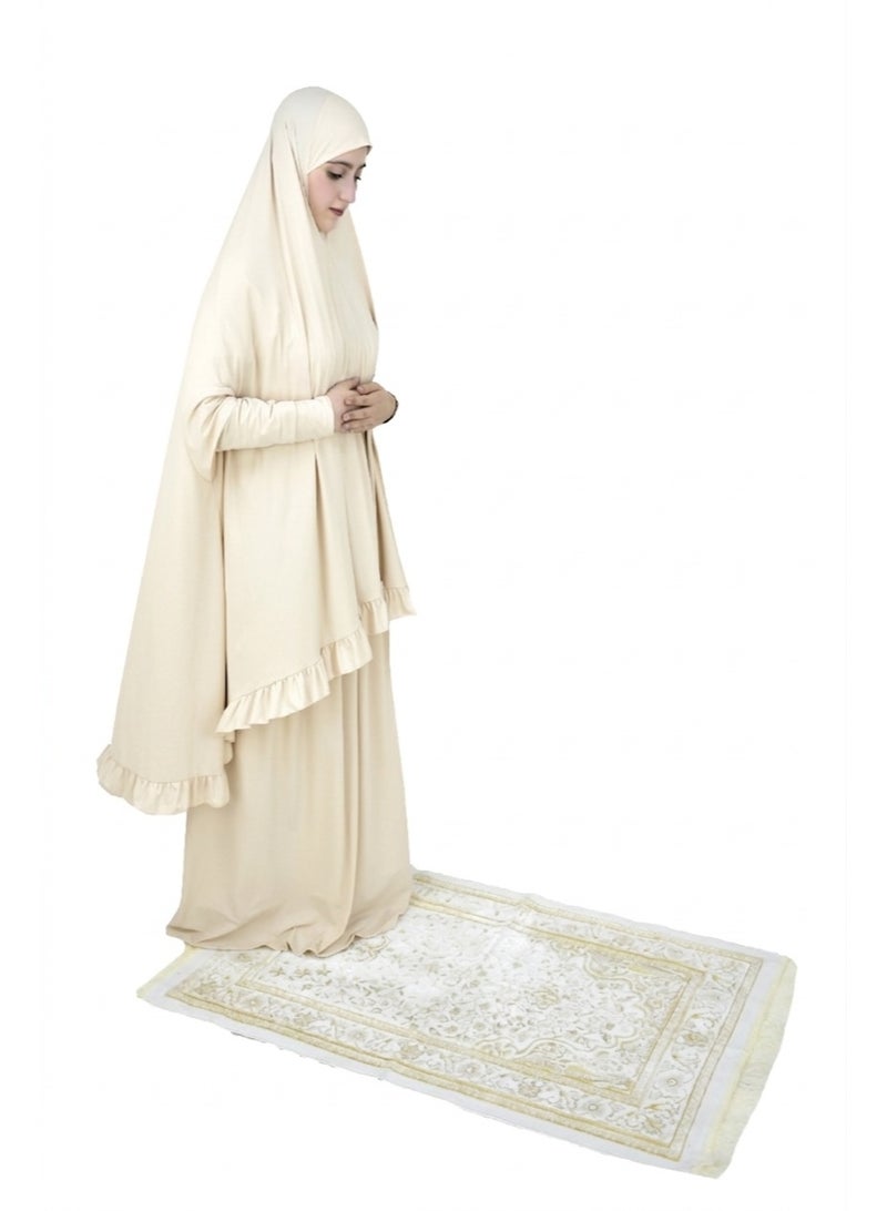 DAMAS COLLECTION Two Piece Islamic prayer dress women with sleeve - Prayer Clothes for Women - Prayer Abaya For women - Jilbab 2 piece, Umrah essentials for women - Prayer set - Image 2