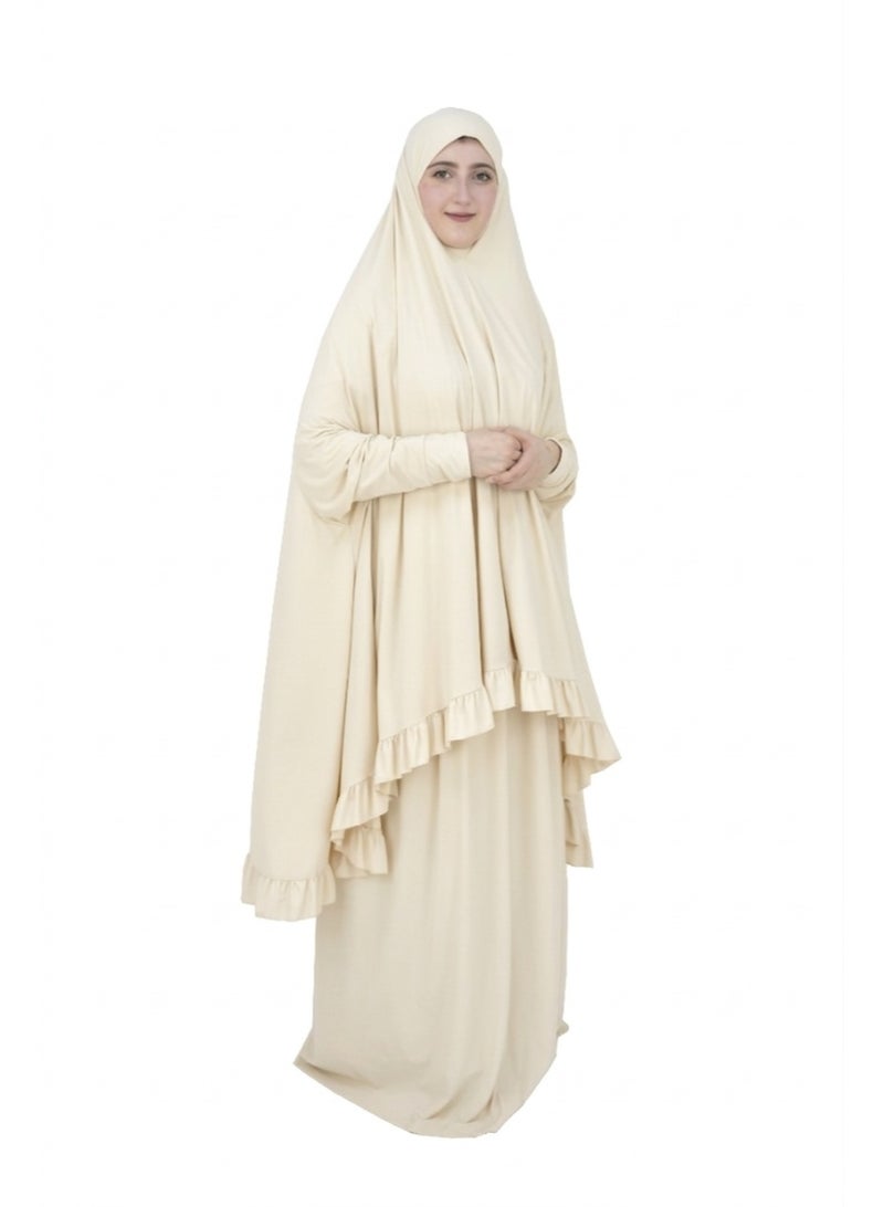 DAMAS COLLECTION Two Piece Islamic prayer dress women with sleeve - Prayer Clothes for Women - Prayer Abaya For women - Jilbab 2 piece, Umrah essentials for women - Prayer set - Image 3