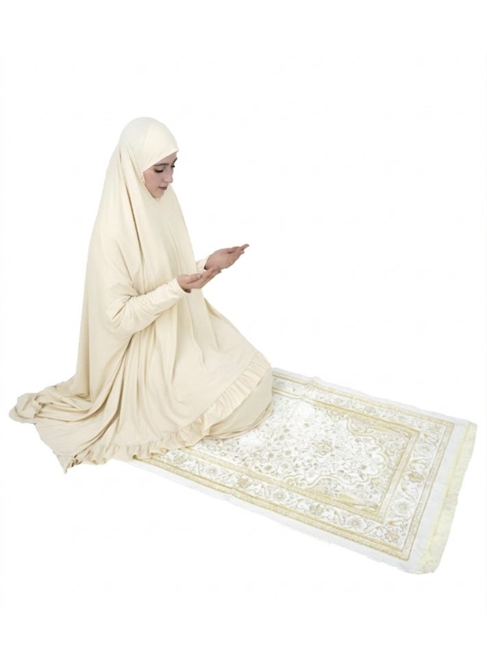 DAMAS COLLECTION Two Piece Islamic prayer dress women with sleeve - Prayer Clothes for Women - Prayer Abaya For women - Jilbab 2 piece, Umrah essentials for women - Prayer set - Image 1