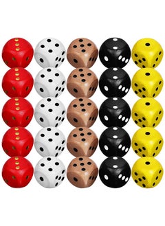 Toyvian 25Pcs Dice Set Colored Wooden Dice Math Dice 16Mm Board Games Dice 6 Sided Dice Set Bulk Rounded Corners Dice For Dices Game Classroom Teaching Board Games  - Image 1