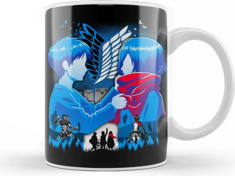 Baskı Dükkanı Print Shop Eren Mikasa Attack On Titan Shingeki No Kyojin Mug Porcelain