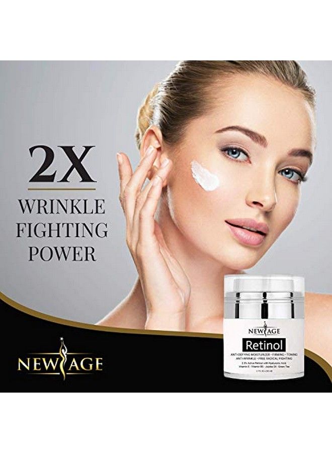 New Age Retinol Cream Neck & Facial Moisturizer Serum With Hyaluronic Acid Vitamin E Anti Aging Formula Reduces Wrinkles Fine Linesday And Night Cream 1.7 Fl Oz 2 Pack Retinol - Image 3