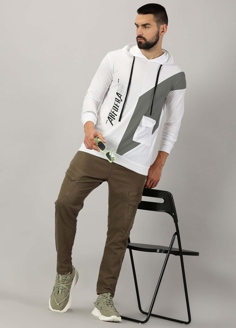 AUSK Men Cotton Blend Regular T-Shirt || Full Sleeve || Hoodie Tshirts White, Medium - Image 4