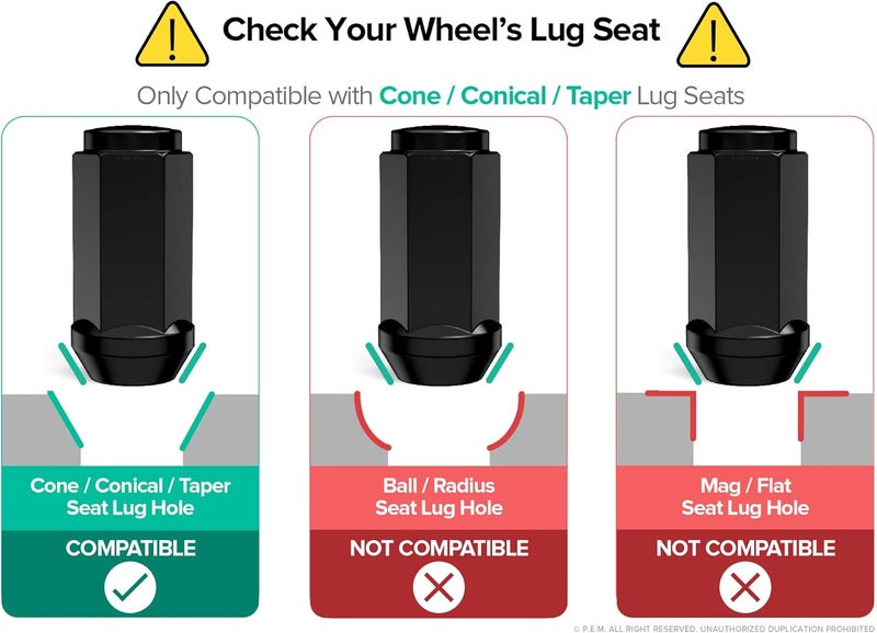 StanceMagic 24pcs Black 14x1.5 Lug Nuts - Bulge Cone Acorn Taper Seat for 6-Lug Wheels - Image 5