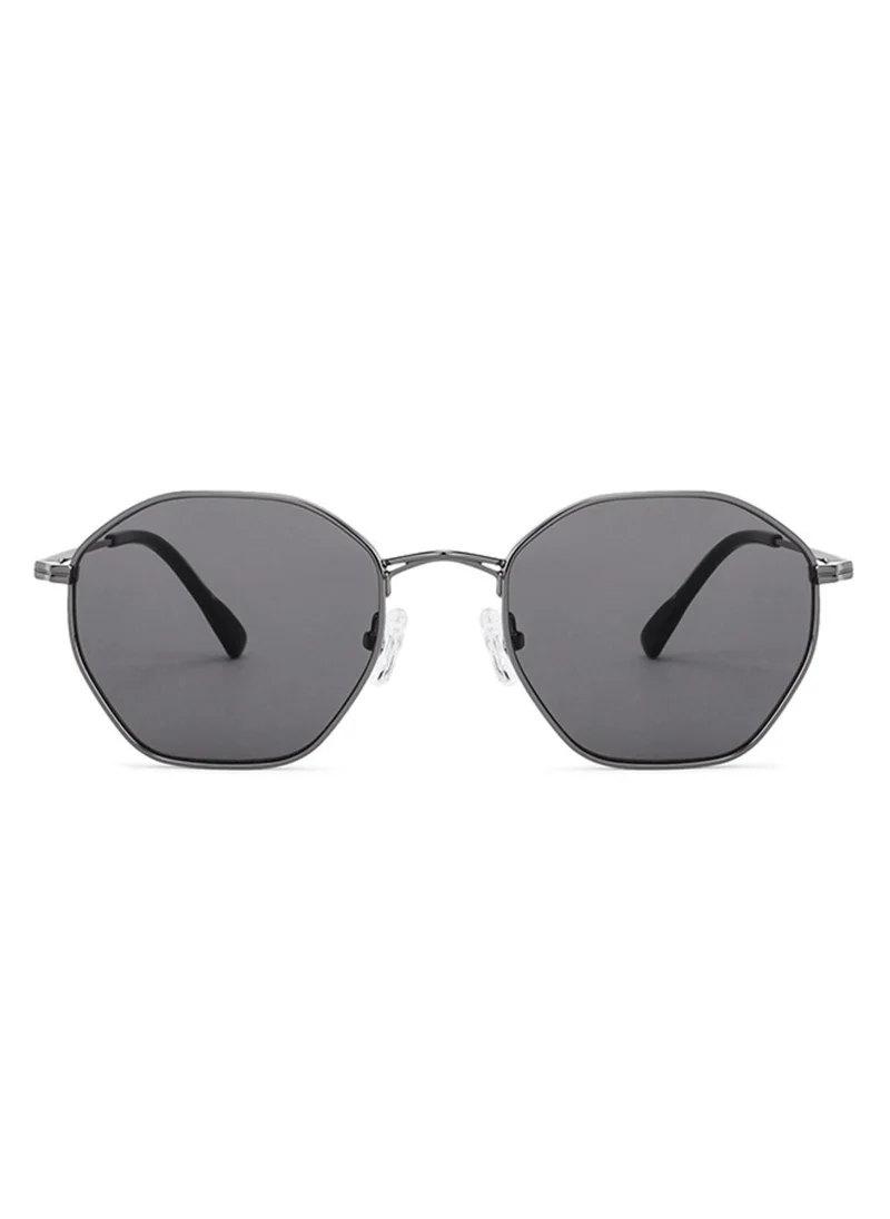 John Jacobs John Jacobs Gunmetal Grey Full Rim Hexagonal Medium (Size-53) Sunglasses