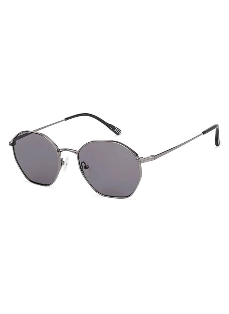 John Jacobs John Jacobs Gunmetal Grey Full Rim Hexagonal Medium (Size-53) Sunglasses