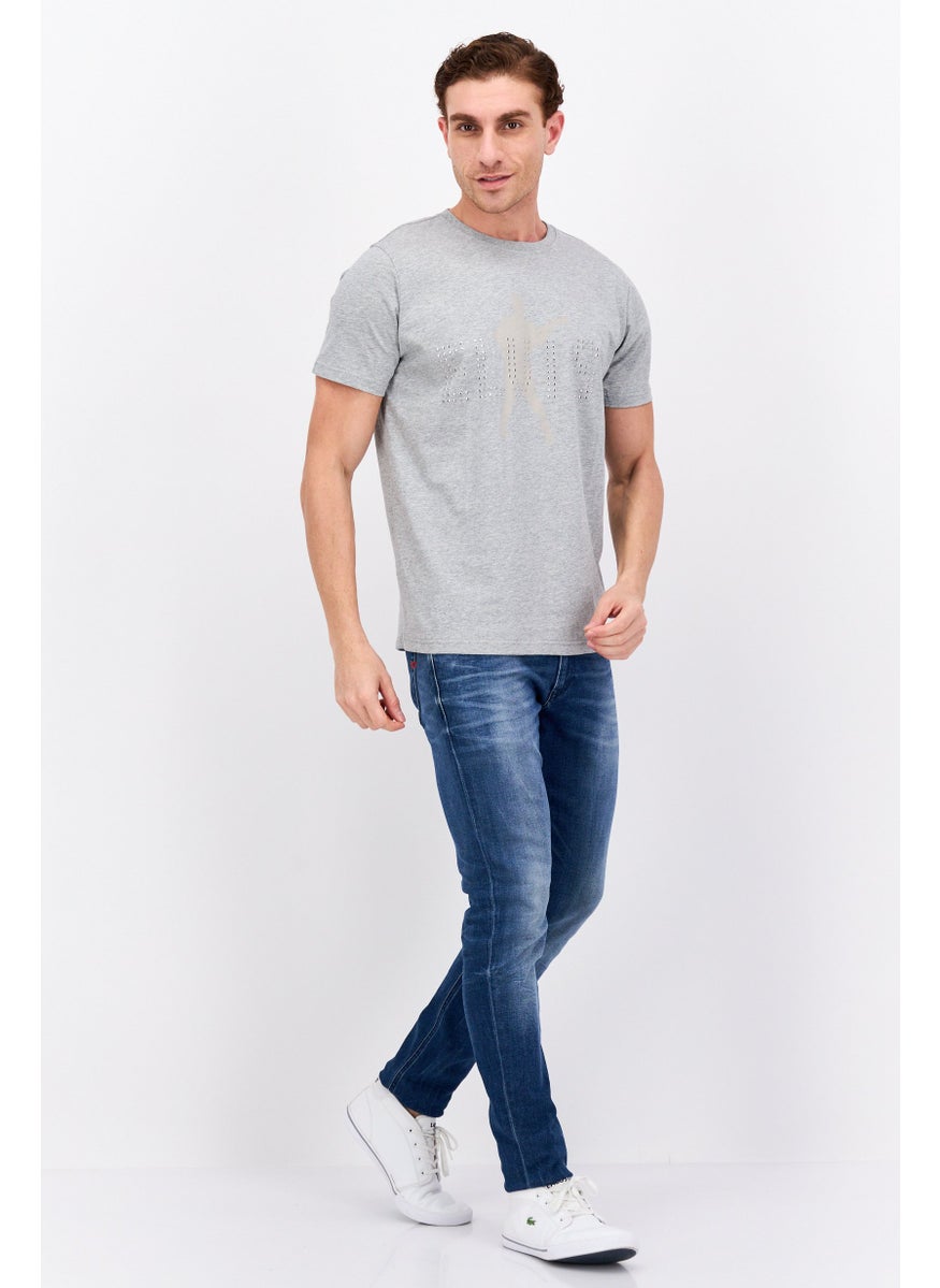 ELVIS Men Crew Neck Short Sleeves Graphic Printed T-Shirt, Grey  - Image 4
