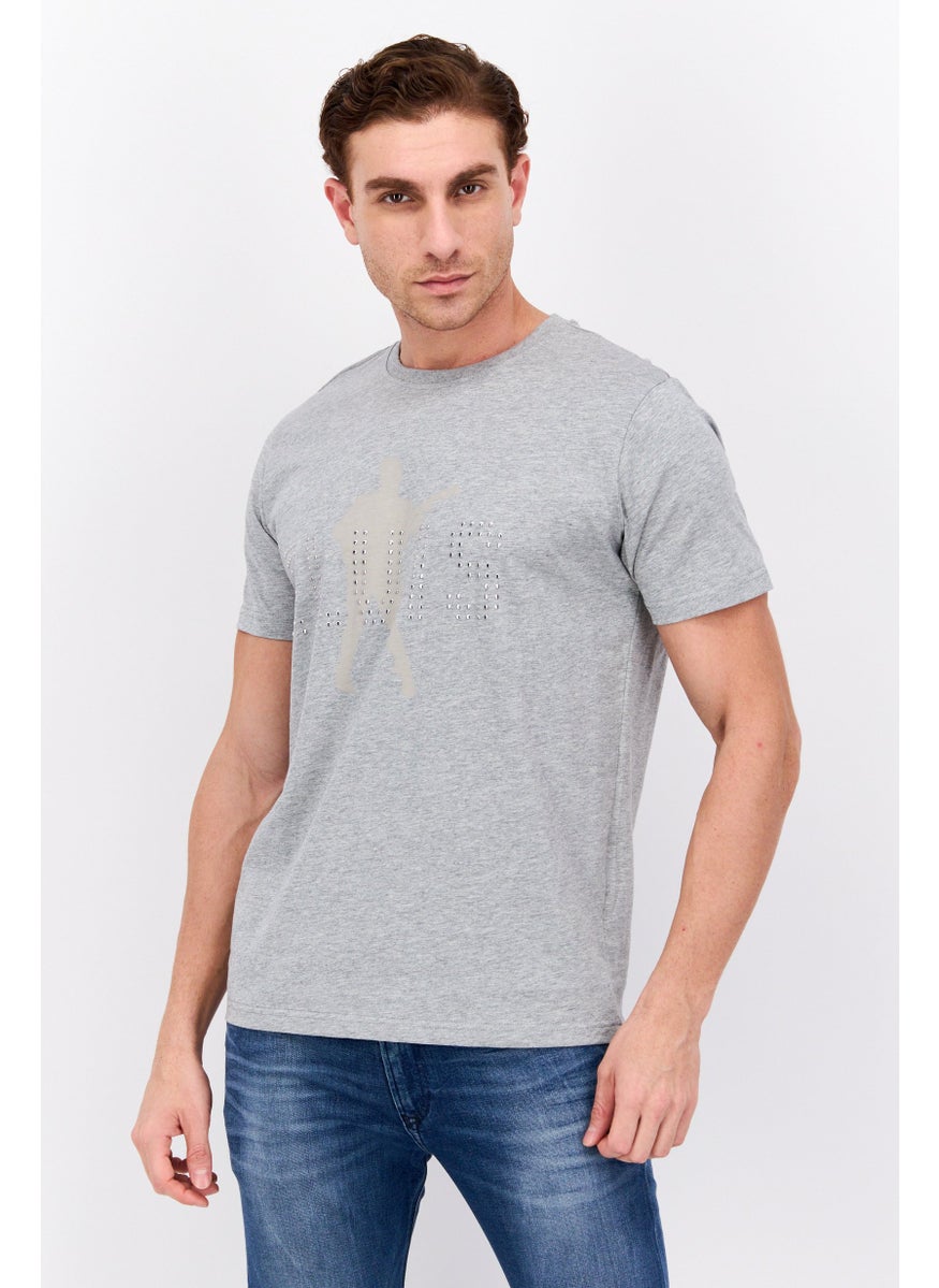 ELVIS Men Crew Neck Short Sleeves Graphic Printed T-Shirt, Grey  - Image 1