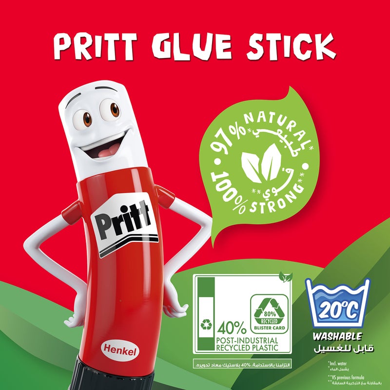 Pritt Glue Stick, Safe & Child-Friendly Craft Glue for Arts & Crafts Activities, Strong-Hold adhesive for School & Office Supplies, 4x11g Pritt Stick - Image 3