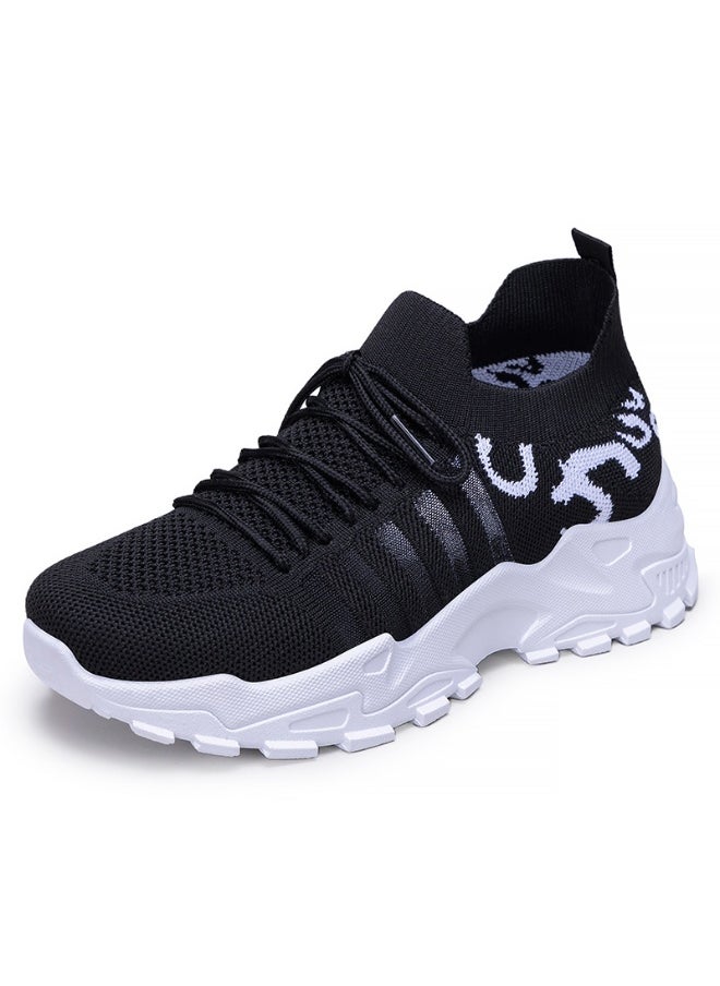 Generic Women's Casual Lace Up Sneakers Breathable Flight Woven Low Top Sports Running Shoes Light and Comfortable Casual Shoes  - Image 1
