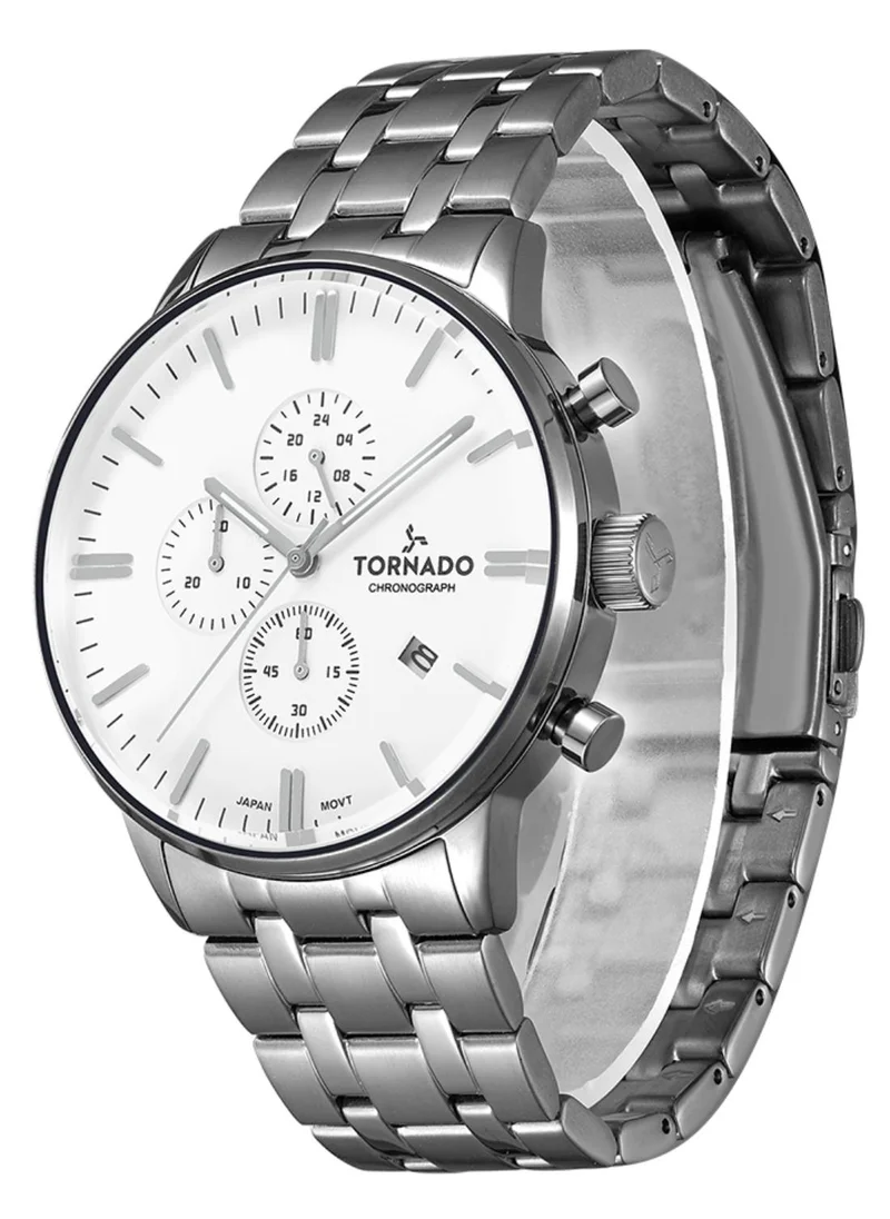 TORNADO Tornado CELESTIA ELITE T6102-SBSS Men's Chronograph Display Watch & High Quality Solid Stainlesss Steel Strap Silver