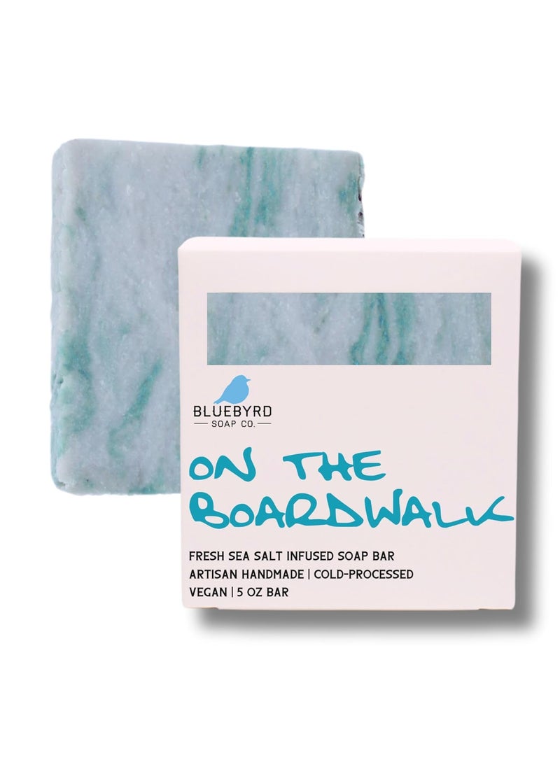 BLUEBYRD SOAP CO. - Bluebyrd Soap Co. Boardwalk Soap Bar for Kids | Handmade Artisan Soap Bar for Kids & Teens | Sea Salt Beach | Organic Olive Oil Soap, Organic Shea Butter | Vegan Natural Body Wash (Boardwalk) - Image 1