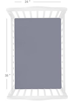 Biloban Biloban Mini Crib Sheets 38'' x 24'', 2 Pack Ultra Soft Microfiber Fitted Portable/Mini-Crib Sheet for Baby Boys and Girl, Grey & Navy  - Image 3