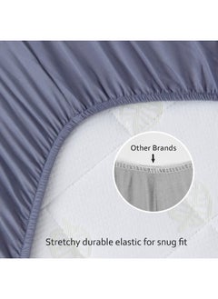 Biloban Biloban Mini Crib Sheets 38'' x 24'', 2 Pack Ultra Soft Microfiber Fitted Portable/Mini-Crib Sheet for Baby Boys and Girl, Grey & Navy  - Image 4
