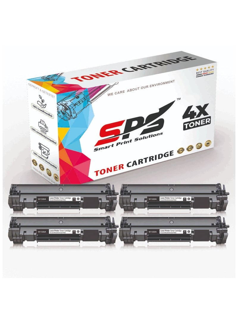 Smart Print Solutions SPS Compatible Toner Cartridges for HP | W1500A 150A | 4x Black | 975 Pages - Image 1