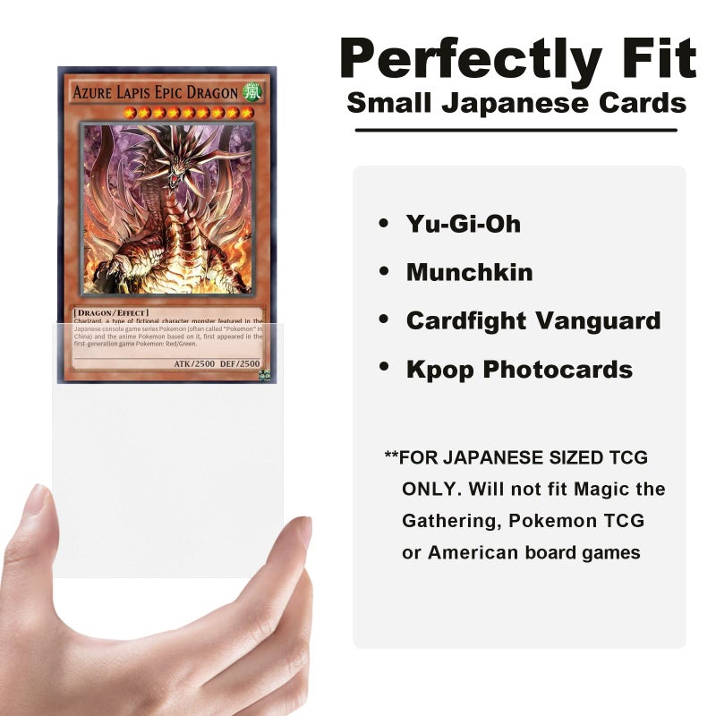 Fabmaker Clear Yu-gi-oh Card Sleeve 200 Pack, Japanese Small Card Sleeves Photocard Sleeves 62x89mm, Back Textured Perfect Shuffling, Protect Your Japanese Sized Trading Cards Kpop Photocard Never Tear - Image 2