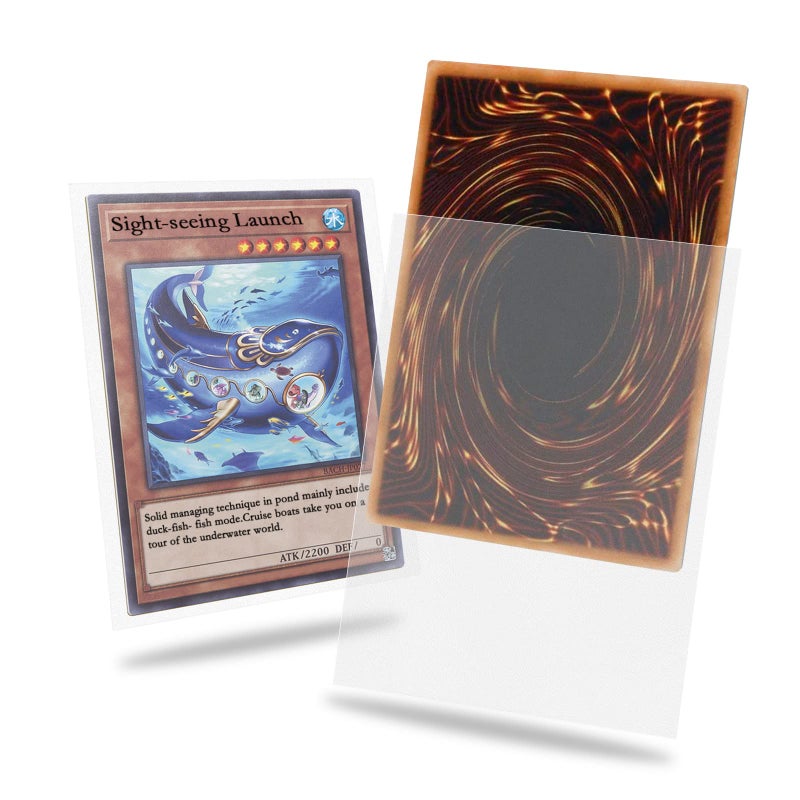 Fabmaker Clear Yu-gi-oh Card Sleeve 200 Pack, Japanese Small Card Sleeves Photocard Sleeves 62x89mm, Back Textured Perfect Shuffling, Protect Your Japanese Sized Trading Cards Kpop Photocard Never Tear - Image 1