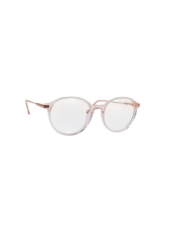Designer Round Eyeglass Frames, Clear Crystal with Rose Gold Accents, Classic Optical Glasses for Prescription Lenses - Image 2