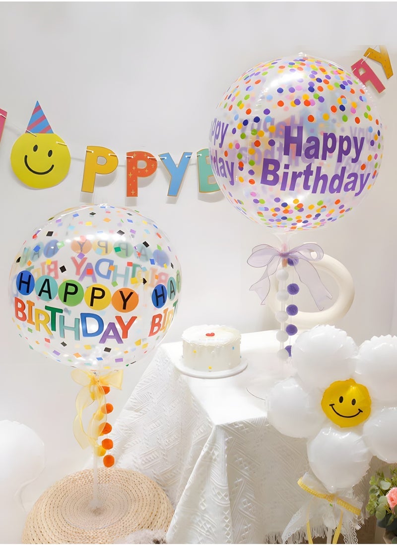 TJMR 5 Pieces Large Happy Birthday Colorful 4D Balloons with 22 Inch Round Shaped Mylar Balloon for Birthday Party,Inflatable Balloons for Birthday Parties,Party Decorations Supplies - Image 3