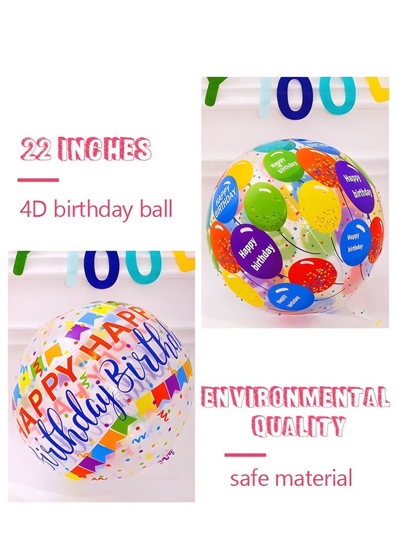 TJMR 5 Pieces Large Happy Birthday Colorful 4D Balloons with 22 Inch Round Shaped Mylar Balloon for Birthday Party,Inflatable Balloons for Birthday Parties,Party Decorations Supplies - Image 2