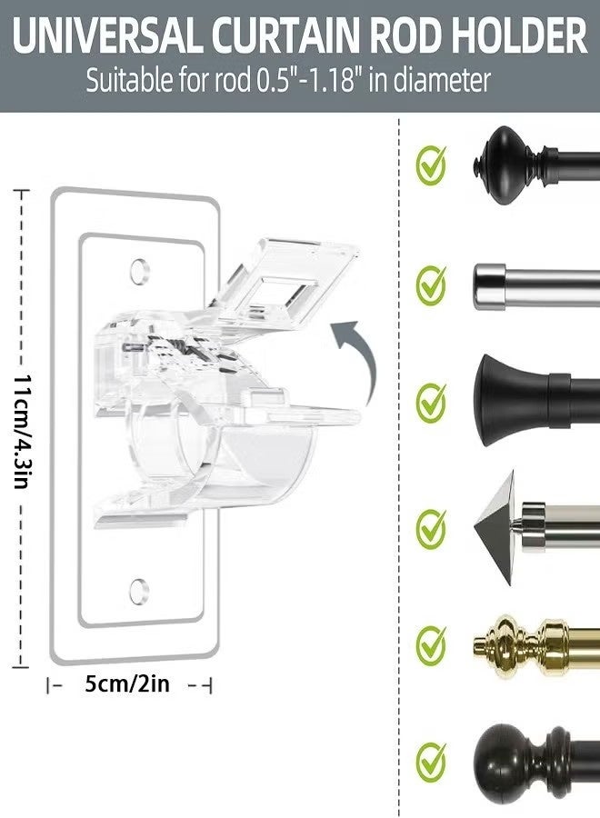 SUFADA No Drill Needed Curtain Rod Holders, Self Adhesive Rod Brackets, Multipurpose Nail Free Stick on Curtain Rod Hooks, Adjustable Curtain Hangers for Bathroom, Bedroom, Livingroom - Image 2