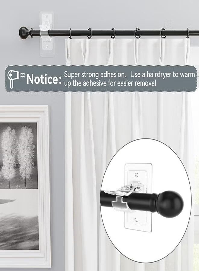 SUFADA No Drill Needed Curtain Rod Holders, Self Adhesive Rod Brackets, Multipurpose Nail Free Stick on Curtain Rod Hooks, Adjustable Curtain Hangers for Bathroom, Bedroom, Livingroom - Image 3