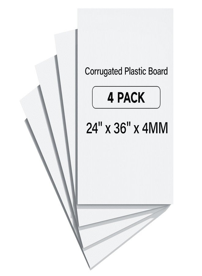 PEKGRIL 24" x 36" Corrugated Plastic Board, 4MM Thick Thick Blank Poster Board, Waterproof Coroplast Sheets, White Corrugated Plastic Sheets, 4 Pack - Image 1
