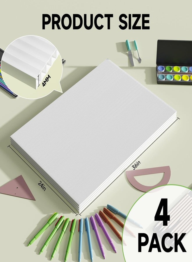 PEKGRIL 24" x 36" Corrugated Plastic Board, 4MM Thick Thick Blank Poster Board, Waterproof Coroplast Sheets, White Corrugated Plastic Sheets, 4 Pack - Image 2