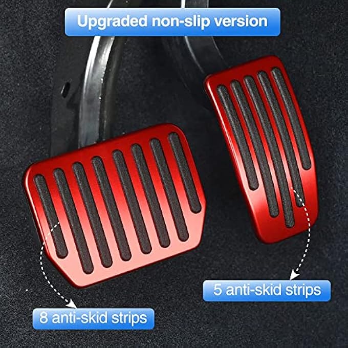 Foot Pedal Pads Set for Tesla Model 3 Model Y, Non-Slip Performance Aluminum Car Accessories Brake & Accelerator Pedal Covers for Model 3/Y (Red) - Image 2