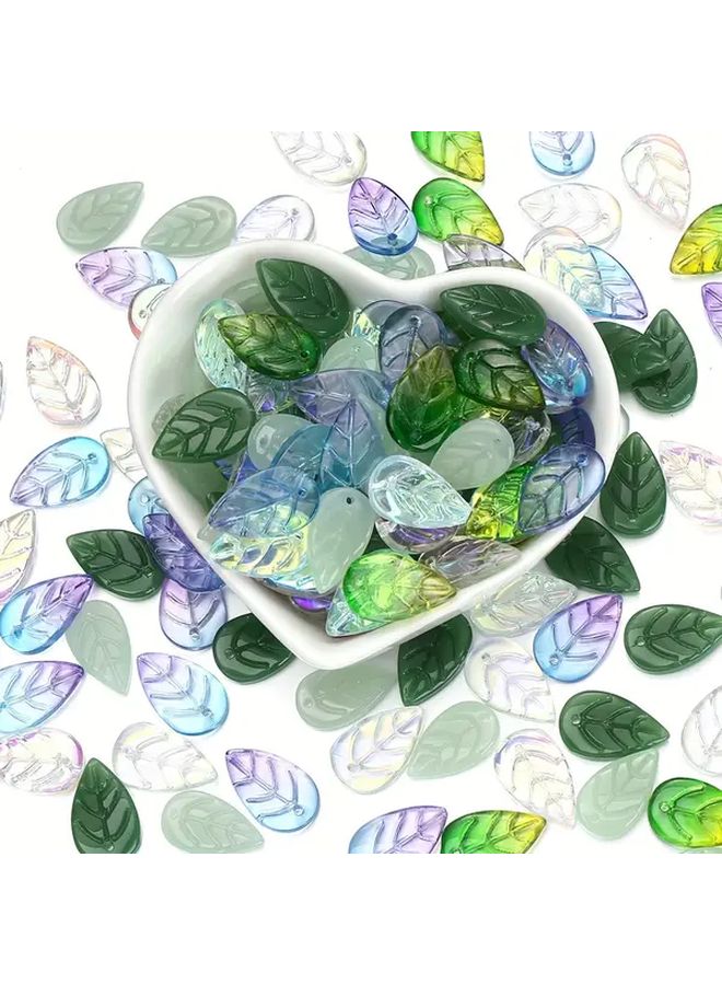 Leaf 7 Style 50pcs Green Glass Beads with AB Coating for Jewelry Making DIY Necklace Earring Pendants - Image 5