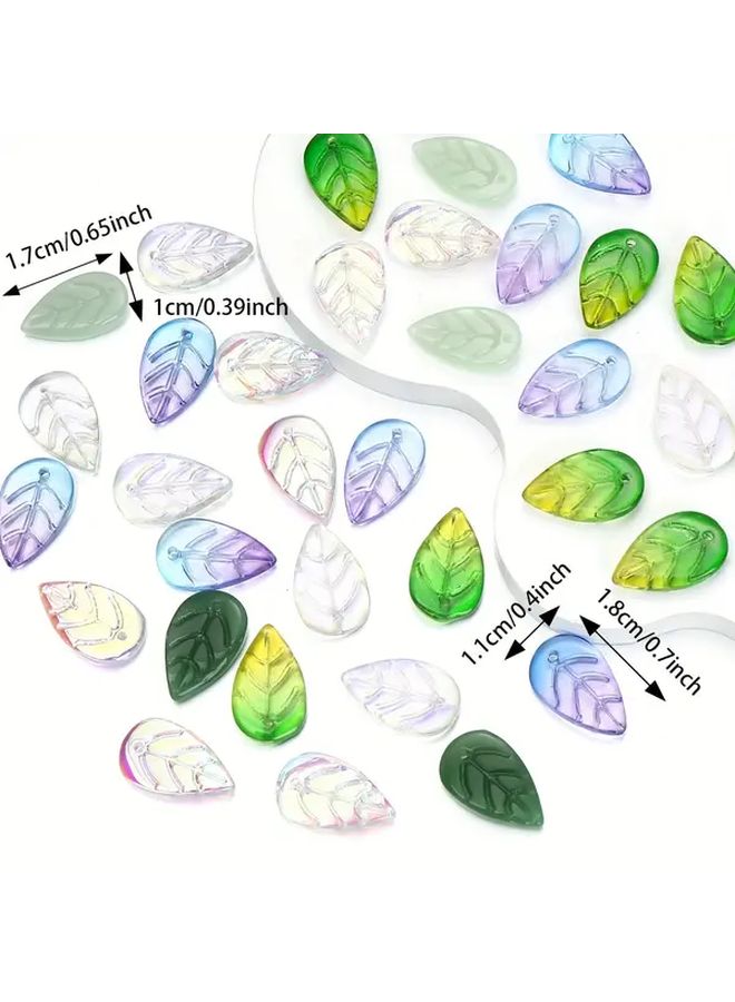 Leaf 7 Style 50pcs Green Glass Beads with AB Coating for Jewelry Making DIY Necklace Earring Pendants - Image 4