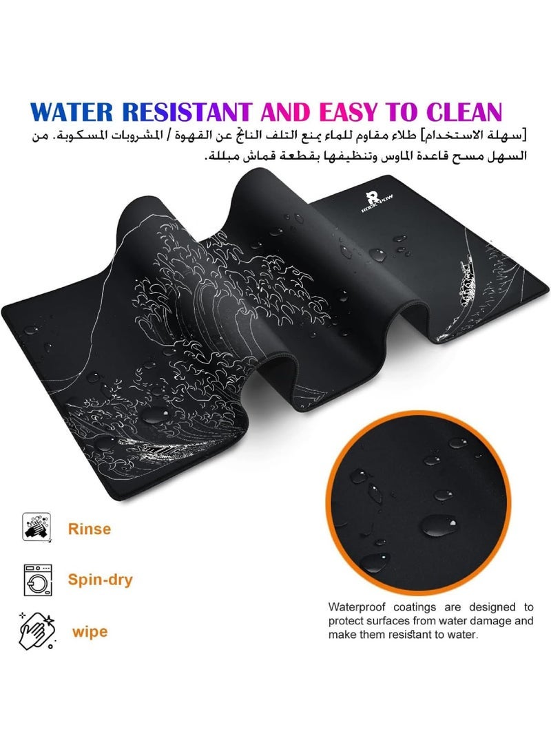Gaming Mouse Pad with Stitched Edges Extended Mousepad Superior Cloth Surface Non-Slip Rubber Base Water Resist 800 * 300 * 3mm - Image 4