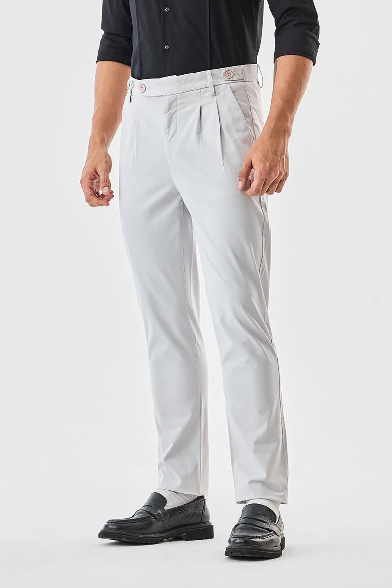 Snitch Grey Straight Fit Stretch Trousers for Men | Best Price UAE