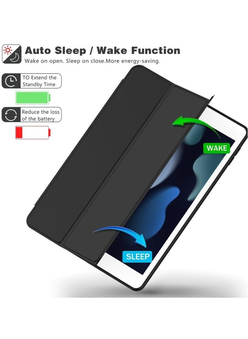 DUSALA iPad 9th/8th/7th Generation 10.2-Inch Case – Slim Protective Cover with Pencil Holder, Auto Wake/Sleep, and Clear Transparent Back – Compatible with 2021, 2020, 2019 iPads – Shockproof Smart Stand Cover for Work, Study & Travel – Black - Image 3