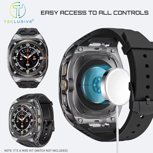 T TECLUSIVE Ultra Luxury Modification Kit Compatible for Galaxy Watch Ultra | Premium Mod Kit with Case and Strap for Galaxy Watch Ultra | Full Protection Shockproof Smoke Cover (Orange) - Image 5