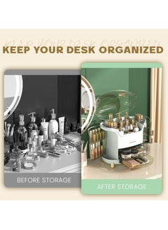 Arabest Makeup Organizer，Large Capacity Cosmetic Storage，Skincare Organizer with 2 Storage Drawers, Cosmetics Organizer for Skincare，Lipsticks, Perfume for Bathroom Countertop, Bedroom Dresser (White)  - Image 5