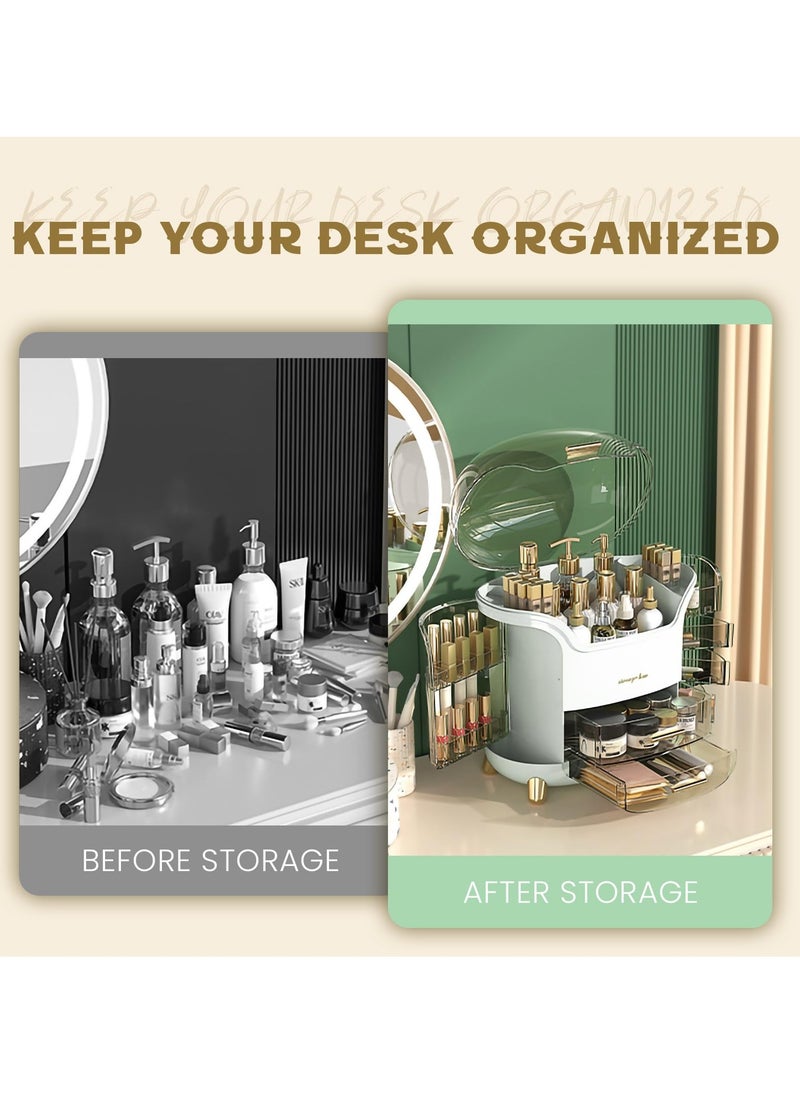 Arabest Makeup Organizer，Large Capacity Cosmetic Storage，Skincare Organizer with 2 Storage Drawers, Cosmetics Organizer for Skincare，Lipsticks, Perfume for Bathroom Countertop, Bedroom Dresser (White)  - Image 5
