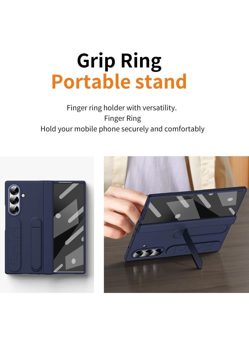 general Case for Samsung Galaxy Z Fold 7 5G [Pen and Pen Slot] [Built-in Screen Protector] Elastic Silicone Wristband Phone Case Hinge Protection Shockproof Cover with Stand - Image 3