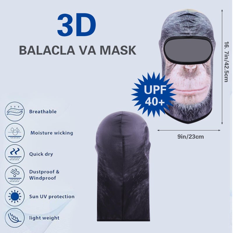 Cutewing Animal Balaclava Mask 3D Printed Full Face Mask Cool Full Head Balaclava UV Protection Face Cover Cooling Neck Gaiter with 3PCS - Image 3